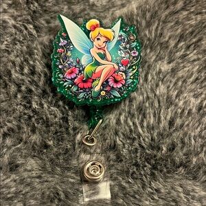 Fairy Badge Reel with Green and Pink Accents
